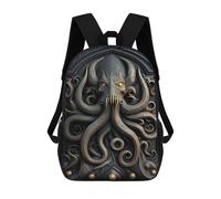 sinyumoney Kraken Gold Relief Deco Backpack School Bag Lightweight Casual Daypack School Backpacks for Teenage Girls Boys Women Men 17inch