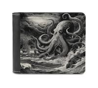 sinyumoney Kraken's Wrath -3 3D Print Wallet Credit Cards Coins RFID Blocking Stylish Banknote Compartments Purse Everyday Use 11.7cm*9.5cm