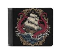sinyumoney Kraken's Wrath 3D Print Clutch Purse Bills Credit Cards Leather RFID Slots Note Section Modern Style Wallets 11.7cm*9.5cm