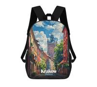 sinyumoney Krakow, Poland Street View Backpacks Kids School Backpack School Bag 3D Printed School Bag for Boys Elementary And Middle School Students 17inch