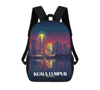sinyumoney Kuala Lumpur Skyline at Night Backpacks Kids School Backpack Fashion School Bag 3D Printed School Bag for Boys Elementary And Middle School Students 17inch