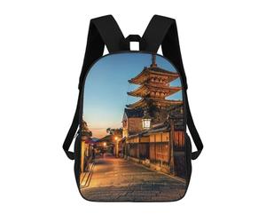 sinyumoney Kyoto At Dusk Backpack Kids School Backpack School Bag 3D Printed Fashion School Bag for Boys Elementary And Middle School Student 17inch