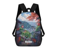 sinyumoney Kyoto Japan Street View Illustration Kids School Backpack School Bag 3D Printed School Bag for Boys Elementary And Middle School Students 17inch