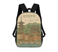 sinyumoney Kyoto Vintage Illustration Children's Backpacks School 3D Printed Bag Bookbag for Kids Travel Rucksacks Boy Girl Book Bags Kids School Bag 17inch