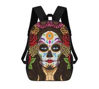 sinyumoney La Calavera Catrina Backpack School Backpack Kids School Bag Large Capacity Kids Backpack for School Rucksack 3D Book Bag Gifts for Kids 17inch