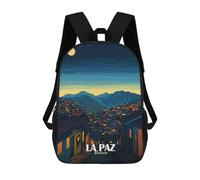 sinyumoney La Paz, Bolivia Nightscape Illustration Kids' Backpack 3D Printing School Bag Boys Cool Daypacks Casual Knapsack Fun Back Bag for Kids And Teenager 17inch