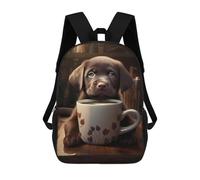 sinyumoney Labrador Dog Puppy Coffee Backpacks Children's Backpacks School Bag 3D Printed Children's School Backpack Fashion Travel Backpacks for Kids Elementary Middle School 17inch