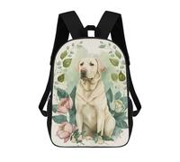 sinyumoney Labrador Floral Portrait School Bags Lightweight Airport College Students Back Pack for School/Work/Travel 17inch