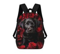 sinyumoney Labrador Puppy in Roses Backpack School Bag Secondary Causal Travel High School Bags for School/Work/Travel 17inch