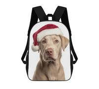 sinyumoney Labrador Retriever Dog with Santa Hat Portrait School Bag Bookbag 3D Printed Children's Backpacks for Kids Boy Girl Book Bags Kids School Bag Travel Rucksacks 17inch