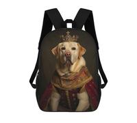 sinyumoney Labrador The King 3D Printed 17inch School Bag Children's School Backpack Travel Backpacks Casual Fashion Bag for Kids School Students