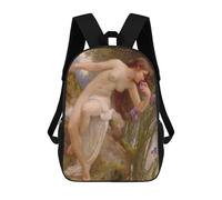 sinyumoney Lady with Flower 3D Printed 17inch School Bag Children's School Backpack Travel Backpacks Casual Fashion Bag for Kids School Students