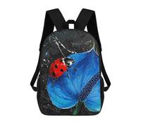 sinyumoney Ladybug on Blue Anthurium Painting School Bag Backpack Teen Schoolbag 3D Printing Adjustable Schoolbag Fashion Pocket Bag for Kids Boys Girls Students And Teenagers Fans 17inch
