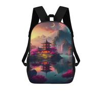 sinyumoney Lake in The Middle Forest Children's Backpacks School Backpack 3D Printed for Kids Travel Rucksacks Book Bags Kids 17inch School Bag