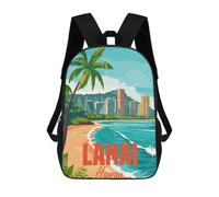 sinyumoney Lanai Island Hawaii Children's Backpacks School Backpack 3D Printed Backpack for Kids Travel Rucksacks Book Bags Kids School Bag 17inch