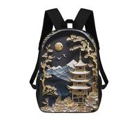 sinyumoney Landscape Japan Backpacks Kids School Backpack School Bag 3D Printed School Bag for Boys Elementary And Middle School Students 17inch