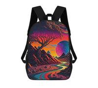 sinyumoney Landscape with Tree And River Fashion Student School Backpack Suitable for Boys Girls Kids Casual Outdoor Travel Essential Daypack 17inch