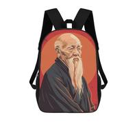sinyumoney Lao Tzu Philosopher School Bag Bookbag 3D Printed Children's Backpacks for Kids Boy Girl Book Bags Kids School Bag Travel Rucksacks 17inch