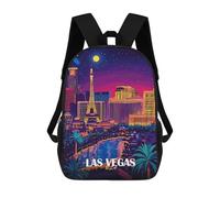 sinyumoney Las Vegas Skyline at Night Kids School Backpack School Bag 3D Printed School Bag for Boys Elementary And Middle School Students 17inch