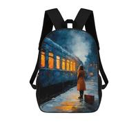 sinyumoney Last Train - A Pause Before The Goodbye Kids Backpack, Kids School Bag 3D Printed School Backpacks for Boys And Teenager School Students 17inch