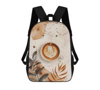 sinyumoney Latte Art Backpacks Kids School Backpack Fashion School Bag 3D Printed School Bag for Boys Elementary And Middle School Students 17inch