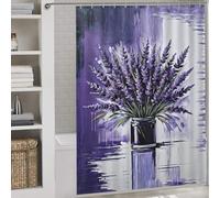 sinyumoney Lavender Bouquet in Jar Painting Waterproof Polyester Fabric Modern Polyester Water Repellent for Bathtub Shower Stall 64.17x70.87Inch（163x180cm）