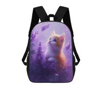sinyumoney Lavender Dreams Kitten School Backpack 3D Printed Children's 17inch Backpacks Bag Bookbag for Kids Boy Girl Book Bags Kids School Bag Travel Rucksacks