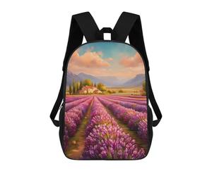 sinyumoney Lavender Field in Provence Landscape Children's 17 Inch School Backpack 3D Printed Cool Knapsack for Kids Travel Rucksacks Book Bags Kids School Bag