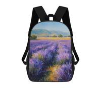 sinyumoney Lavender Field Painting Artwork-1 Backpacks Kids School Backpack School Bag 3D Printed School Bag for Boys Elementary And Middle School Students 17inch