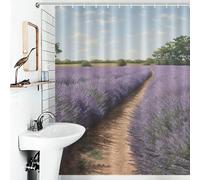 sinyumoney Lavender Field Shower Curtains Mould Proof 100% Polyester Fabric Soft Fabric Hotel Shower Curtain for Travel Trailer 56.30x70.87Inch（143x180cm）