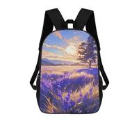 sinyumoney Lavender Field Sunset Children's Backpacks 17inch School Backpack 3D Printed Bag Bookbag for Kids Travel Rucksacks Boy Girl Book Bags Kids School Bag