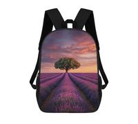 sinyumoney Lavender Field Sunset Tree Backpack School Daypacks Business Backpack Water Resistant Bookbag for Camping Outdoor Adventures And Daily Travel 17inch