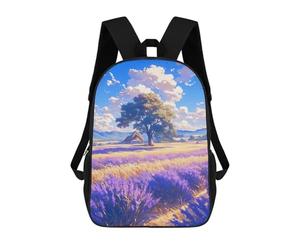 sinyumoney Lavender Field with Tree School Backpack Business Durable Laptop Bag for Camping Outdoor Adventures And Daily Travel 17inch