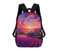 sinyumoney Lavender Fields at Sunset Backpack Kids School Bag Boys Cartoon 3D Print Students Schoolbag Laptop Daypack for Boys Girls 17inch