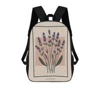 sinyumoney Lavender Floral Mid Century 17 Inch Backpacks Kids Schoolbag,3D Printed Elementary And Middle School Students Backpacks for Boys Girls