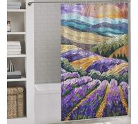 sinyumoney Lavender Mosaic Sunrise Shower Curtains Mould Proof Waterproof Polyester Fabric Decor Bath Curtains for Bathroom Wet Room 53.54x70.87Inch（136x180cm）