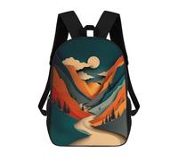 sinyumoney Layered Mountain Landscape with Winding Road Children’s Backpack Girls Boys, 17 Inch Rucksack Bag, Daypack, Primary School, Perfect for Back to Kids