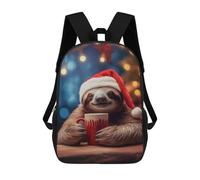 sinyumoney Lazy Sloth Hot Chocolate School Backpack 3D Printed School Bags Boys Girls Laptop Backpack for Kids/Students/Adults 17inch