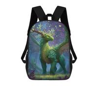 sinyumoney Leafy Green Dragon in Enchanted Forest School Backpack Fashion Stationery Backpack Waterproof Casual Daypacks for Men/Women 17inch