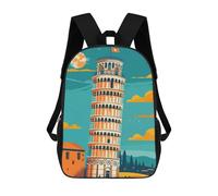 sinyumoney Leaning Tower of Pisa Illustration Backpack School Business Durable Laptop Bag for Teenage Girls Boys Women Men 17inch