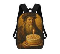 sinyumoney Leonardo Da Vinci Birthday School Backpack 3D Printed Children's 17inch Backpacks Bag Bookbag for Kids Boy Girl Book Bags Kids School Bag Travel Rucksacks