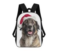 sinyumoney Leonberger Dog with Santa Hat Portrait School Backpack Water Resistant Computer Rucksack- Perfect for Travel, Work And Daily Use 17inch
