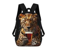 sinyumoney Leopard Beer Backpack Cartoon Plush Bag, 3D Backpack for Kids School Bag Birthday Gift Idea for Boys And Girls 17inch