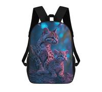 sinyumoney Leopard Cats in Neon Light Backpacks Kids School Backpack School Bag 3D Printed School Bag for Boys Elementary And Middle School Students 17inch