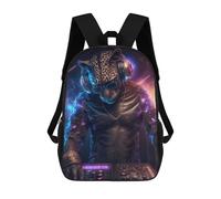 sinyumoney Leopard DJ in Neon Lights Backpack School Lightweight Airport College Students Back Pack for Men, Women & Teenage Boys 17inch
