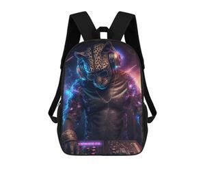 sinyumoney Leopard DJ in Neon Lights Backpack School Lightweight Airport College Students Back Pack for Men, Women & Teenage Boys 17inch