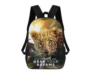 sinyumoney Leopard Dreams Motivation 3D Printed Children's School Backpack for Kids High Capacity Travel Rucksacks Book Bags Kids School Bag Back Pack 17inch