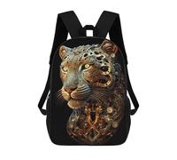 sinyumoney Leopard Golden Art Deco Backpack School Bag Business Laptop Rucksack Bag Unisex Casual Daypack for Men/Women 17inch