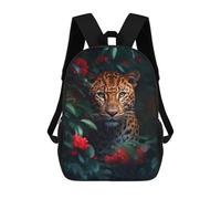 sinyumoney Leopard Green Jungle Roses Backpack 3D Printed Kids School Backpack High Capacity Travel Backpacks Book Bags Kids Backpack 17inch