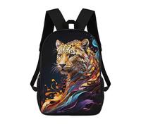 sinyumoney Leopard in Abstract Art Children's School Backpack Fashion Casual 17inch 3D Printed School Bags Boy School Backpack Large Backpack
